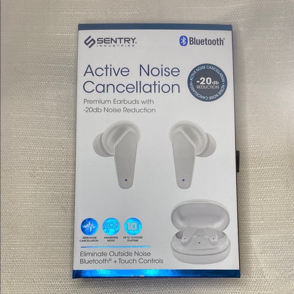 NIB - Sentry White Wireless Headsets with Bluetooth and Noise Cancellation